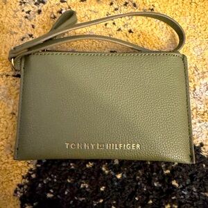 Tommy Hilfiger olive green wristlet pouch